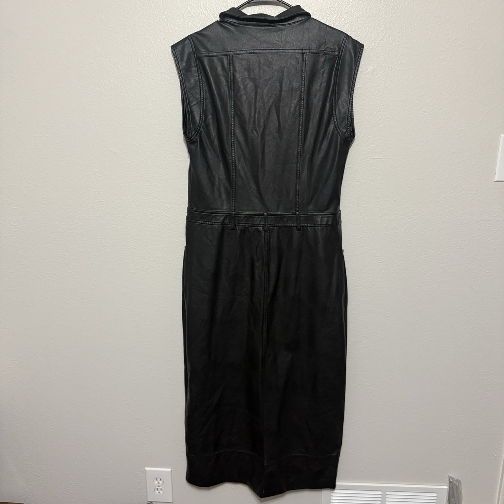 Free People Sleeveless Vegan Leather Midi Dress Medium Moto Edgy Grunge Glam - Picture 8 of 11